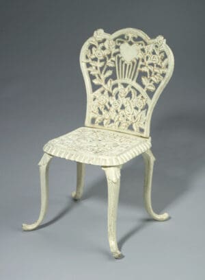Antique Gold/White Heart Chair