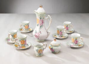 Floral Tea Set w/ Gold Trim, 15pc