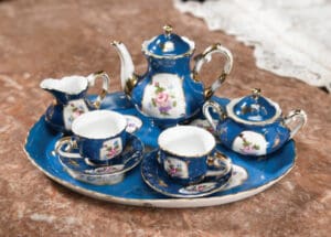 Mini Tea Set for 2 w/ Tray, Blue