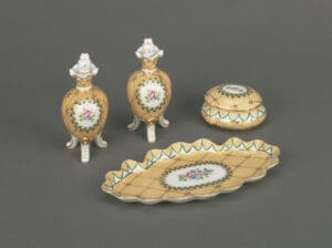 Perfume Set w/ Tray, Yellow Porcelain Design