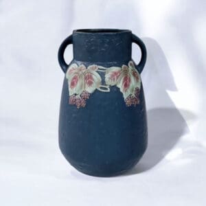 Roseville-Style, Blackberry Vase in Blue, 12.5"