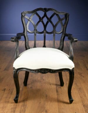 Arm Chair Uphosltered Linen - Black Finish