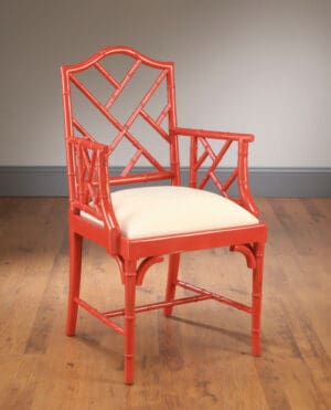 Arm Chair Bamboo - Red Finish