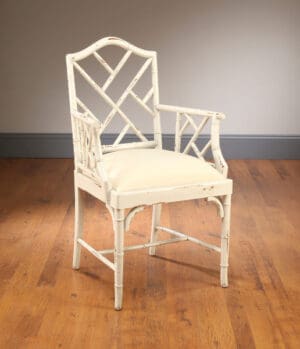 Arm Chair Bamboo - White Finish