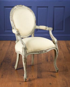 Arm Chair Upholstered - White Finish