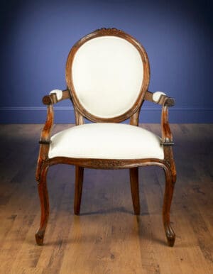 Arm Chair Upholstered - Walnut Finish