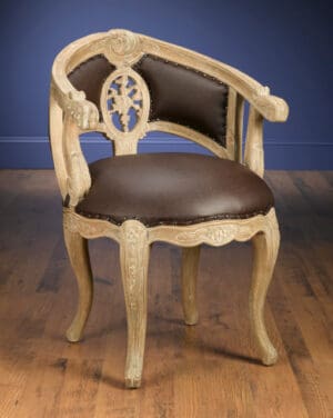 Arm Chair Carved - Pickled Finish
