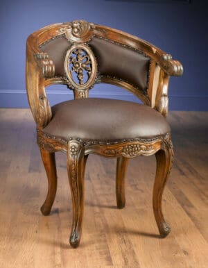 Arm Chair Carved - Walnut Finish