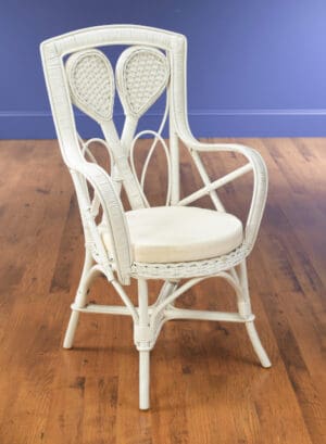 Arm Chair Rattan - White Finish
