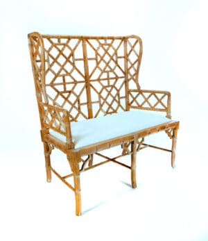 2 Seater Wing Arm Bamboo Bench - Parchment Finish