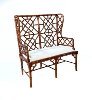 2 Seater Wing Arm Bamboo Bench - Walnut Finish