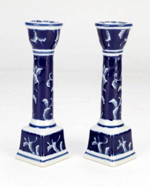 Candlestick Pair, Blue Floral