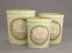 Basket - Set Of 3 Oval - Sailboat Design