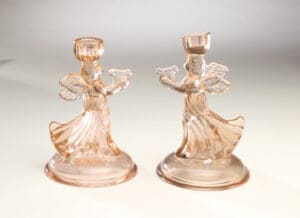 Pink Angel Candlestick Pair