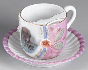 Pink Mustache Cup And Saucer Set