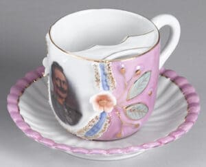 Pink Mustache Cup And Saucer Set