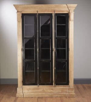 Bookcase 3 Door - Pickled Finish with Black Doors