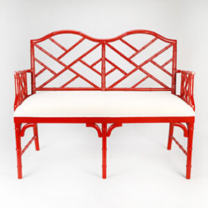 2 Seater Bamboo Bench - Red Finish
