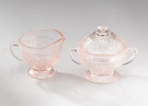 Pink Sharon Glass Sugar and Creamer Set