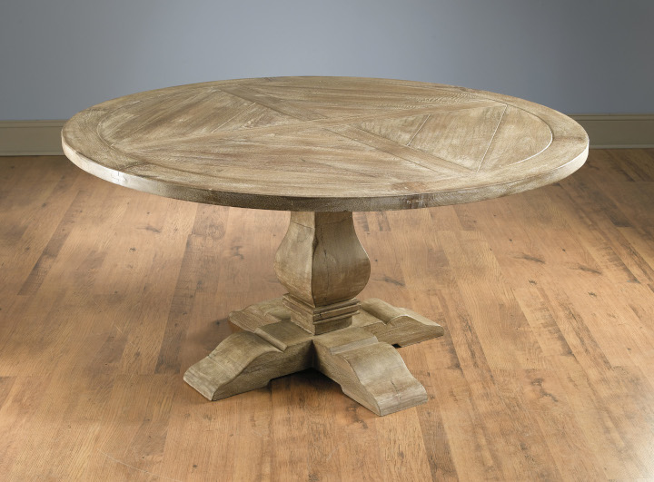 Dining Table Round Vintage Brown Finish