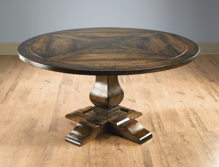 Dining Table Round Vintage Pecan Finish