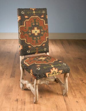 Chair Kilim Fabric Black Fabric Brown Finish