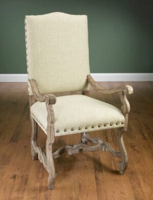 Arm Chair Linen Brown Finish