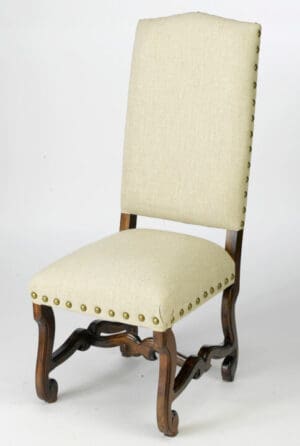 Chair Linen Fabric Brown Finish