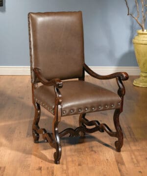 Arm Chair Nancy Leather Brown Finish