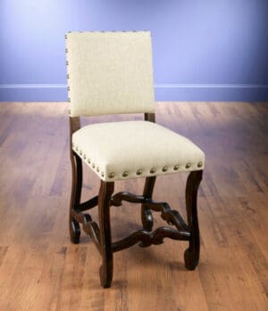 Counter Chair Linen Seat Pecan Finish