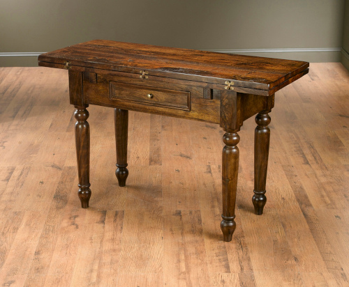 Table Double Folding Console Pecan Finish