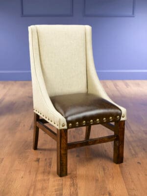 Chair Rachel Leather Linen Fabric Pecan Finish