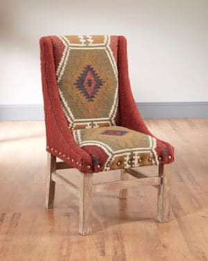 Chair Rachel Red Kilim Fabric Brown Finish