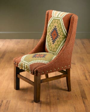 Chair Rachel Red Kilim Fabric Pecan Finish