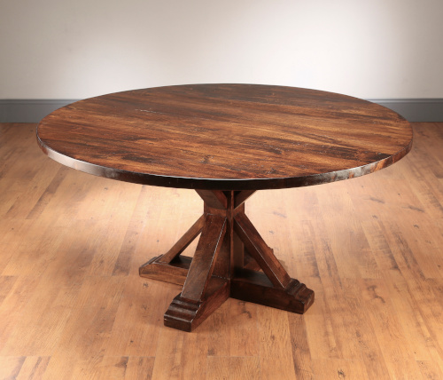 Table Round French Cottage Pecan Finish