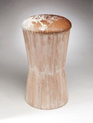 Bar Stool Cow Hide Top Brown Finish
