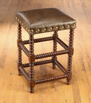 Stool Bobbin Leg Leather Upholstery