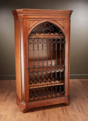 Wine Cabinet Metal Door – Walnut Finish