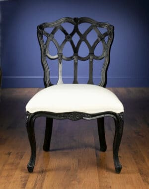 Side Chair Upholstered Linen - Black Finish