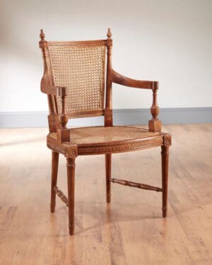 Arm Chair Rattan – Walnut Finish