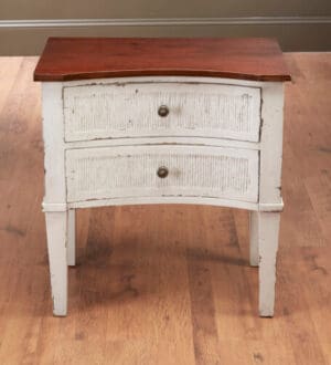 Stand Curved 2 Drawers – Antique White/Natural Finish