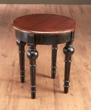 Table Round – Natural Top Black Finish