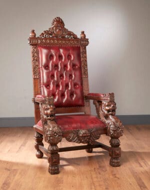 Chair King Lion Head - Red Leatherette