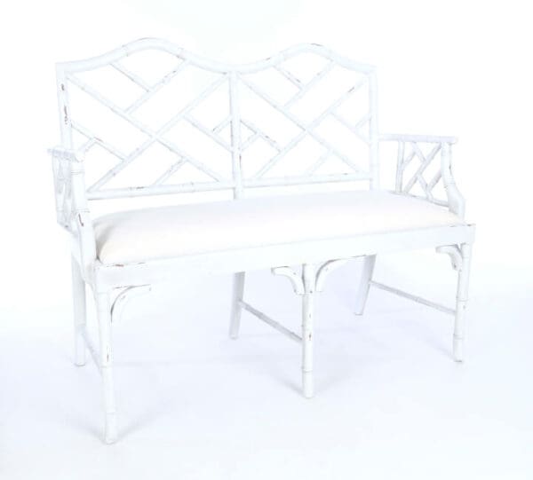 2 Seater Bamboo Bench - White Finish