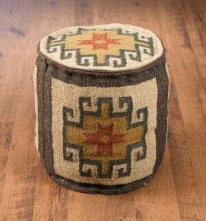 Pouf Beige Kilim Wool