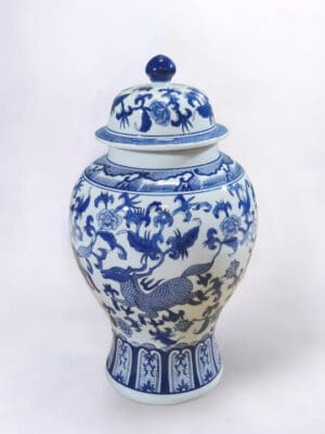 Ginger Jar with Deer design Blue 17 in