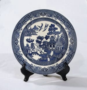 Blue Willow Design Porcelain Plate (stand not included)
