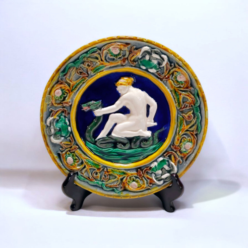 Majolica Platter, Nude w/ Serpant