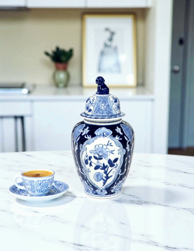 Fluted Fu Dog Jar, 14in - Image 2